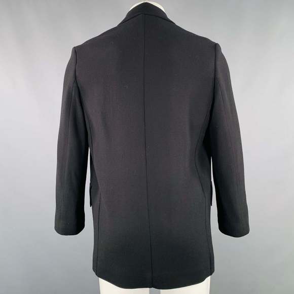 STUDIO NICHOLSON Mizumi Black Crepe Virgin Wool Blend Oversized Jacket - Picture 4 of 8